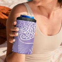 Aotearoa Maori Koru Curves 4 in 1 Can Cooler Tumbler Silver Ferns - Amethyst
