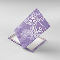 Aotearoa Maori Koru Curves Canvas Wall Art Silver Ferns - Amethyst