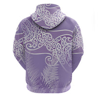 Aotearoa Maori Koru Curves Hoodie Silver Ferns - Amethyst