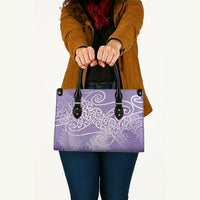 Aotearoa Maori Koru Curves Leather Bag Silver Ferns - Amethyst