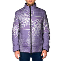 Aotearoa Maori Koru Curves Padded Jacket Silver Ferns - Amethyst