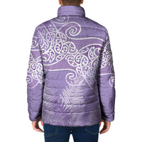Aotearoa Maori Koru Curves Padded Jacket Silver Ferns - Amethyst