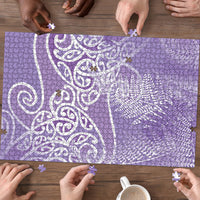 Aotearoa Maori Koru Curves Puzzle Silver Ferns - Amethyst