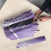 Aotearoa Maori Koru Curves Umbrella Silver Ferns - Amethyst