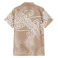 Aotearoa Maori Koru Curves Family Matching Off The Shoulder Long Sleeve Dress and Hawaiian Shirt Silver Ferns - Mocha LT7 - Polynesian Pride