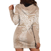 Aotearoa Maori Koru Curves Hoodie Dress Silver Ferns - Mocha