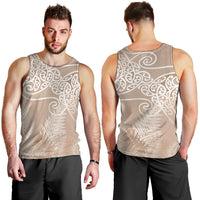 Aotearoa Maori Koru Curves Men Tank Top Silver Ferns - Mocha