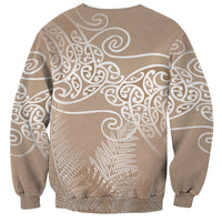 Aotearoa Maori Koru Curves Sweatshirt Silver Ferns - Mocha
