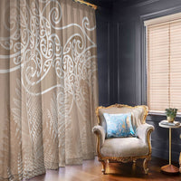 Aotearoa Maori Koru Curves Window Curtain Silver Ferns - Mocha