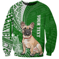 Personalised Polynesian Pacific Bulldog Sweatshirt With Emerald Hawaii Tribal Tattoo Patterns LT7 Unisex Green - Polynesian Pride