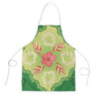 Hawaii Quilt Inspired Collection Aloha Flowers Apron Plumeria - Ti Leaf Lei