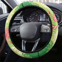 Hawaii Quilt Inspired Collection Aloha Flowers Steering Wheel Cover Plumeria - Ti Leaf Lei