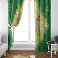 Hawaii Quilt Inspired Collection Aloha Flowers Window Curtain Plumeria - Ti Leaf Lei
