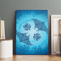 Hawaii Quilt Inspired Collection Aloha Sea Canvas Wall Art Manta Ray and Turtles
