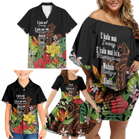 Mahalo Hawaii Ho'oponopono Pule Family Matching Off Shoulder Short Dress and Hawaiian Shirt Polynesian Pattern Cross LT7 - Polynesian Pride