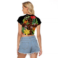 Mahalo Hawaii Ho'oponopono Pule Raglan Cropped T Shirt Polynesian Pattern Cross LT7 - Polynesian Pride