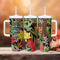 Mahalo Hawaii Ho'oponopono Pule Tumbler With Handle Polynesian Pattern Cross LT7 - Polynesian Pride