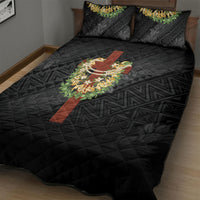 Hawaii Ka Pule a ka Haku Memorial Quilt Bed Set Flower Lei Cross - Black LT7 - Polynesian Pride