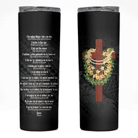 Hawaii Ka Pule a ka Haku Memorial Skinny Tumbler Flower Lei Cross - Black LT7 Black - Polynesian Pride