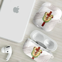 Hawaii Ka Pule a ka Haku Memorial AirPods Case Flower Lei Cross - Ivory White LT7 - Polynesian Pride