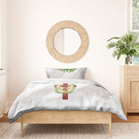 Hawaii Ka Pule a ka Haku Memorial Bedding Set Flower Lei Cross - Ivory White LT7 - Polynesian Pride