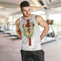 Hawaii Ka Pule a ka Haku Memorial Men Tank Top Flower Lei Cross - Ivory White LT7 Ivory - Polynesian Pride