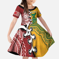 Mate Ma'a Tonga Vs Australia Rugby Personalized Kid Short Sleeve Dress Special Mascots