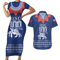 Queen Salote College 100 Years Anniversary Personalized Couples Matching Short Sleeve Bodycon Dress and Hawaiian Shirt Tonga QSC Royal Blue LT7 Royal Blue - Polynesian Pride