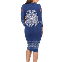 Queen Salote College 100 Years Anniversary Personalized Family Matching Long Sleeve Bodycon Dress and Hawaiian Shirt Tonga QSC Royal Blue LT7 - Polynesian Pride
