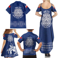 Queen Salote College 100 Years Anniversary Personalized Family Matching Summer Maxi Dress and Hawaiian Shirt Tonga QSC Royal Blue LT7 - Polynesian Pride