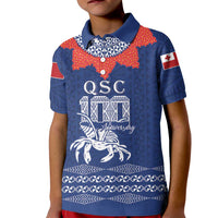 Queen Salote College 100 Years Anniversary Personalized Kid Polo Shirt Tonga QSC Royal Blue - Polynesian Pride