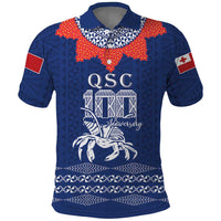 Queen Salote College 100 Years Anniversary Personalized Polo Shirt Tonga QSC Royal Blue - Polynesian Pride