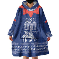 Queen Salote College 100 Years Anniversary Personalized Wearable Blanket Hoodie Tonga QSC Royal Blue LT7 - Polynesian Pride