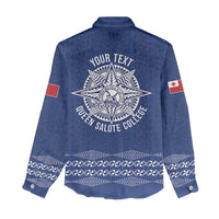 Queen Salote College 100 Years Anniversary Personalized Women Casual Shirt Tonga QSC Royal Blue - Polynesian Pride