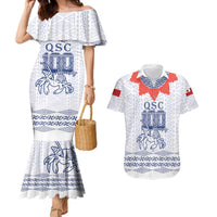 Queen Salote College 100 Years Anniversary Personalized Couples Matching Mermaid Dress and Hawaiian Shirt Tonga QSC White - Polynesian Pride