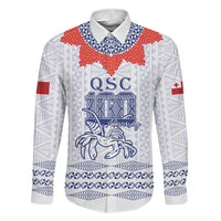 Queen Salote College 100 Years Anniversary Personalized Family Matching Puletasi and Hawaiian Shirt Tonga QSC White LT7 Dad's Shirt - Long Sleeve White - Polynesian Pride
