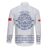 Queen Salote College 100 Years Anniversary Personalized Family Matching Puletasi and Hawaiian Shirt Tonga QSC White LT7 - Polynesian Pride