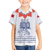 Queen Salote College 100 Years Anniversary Personalized Family Matching Puletasi and Hawaiian Shirt Tonga QSC White LT7 Son's Shirt White - Polynesian Pride