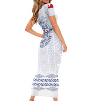 Queen Salote College 100 Years Anniversary Personalized Family Matching Short Sleeve Bodycon Dress and Hawaiian Shirt Tonga QSC White LT7 - Polynesian Pride