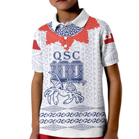 Queen Salote College 100 Years Anniversary Personalized Kid Polo Shirt Tonga QSC White - Polynesian Pride