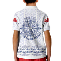 Queen Salote College 100 Years Anniversary Personalized Kid Polo Shirt Tonga QSC White - Polynesian Pride