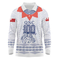 Queen Salote College 100 Years Anniversary Personalized Long Sleeve Polo Shirt Tonga QSC White LT7 White - Polynesian Pride