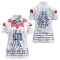 Queen Salote College 100 Years Anniversary Personalized Women Polo Shirt Tonga QSC White - Polynesian Pride