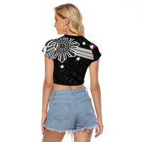 Personalised Philippines Raglan Cropped T Shirt Tribal Sun LT7 - Polynesian Pride