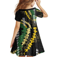 Hawaii Aloha Kakau Family Matching Short Sleeve Bodycon Dress and Hawaiian Shirt Puakenikeni and Maile Lei Twist