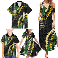 Hawaii Aloha Kakau Family Matching Summer Maxi Dress and Hawaiian Shirt Puakenikeni and Maile Lei Twist LT7 - Polynesian Pride