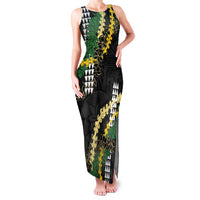 Hawaii Aloha Kakau Family Matching Tank Maxi Dress and Hawaiian Shirt Puakenikeni and Maile Lei Twist LT7 Mom's Dress Black - Polynesian Pride
