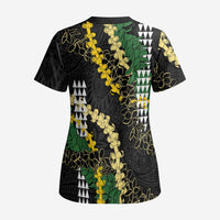 Hawaii Aloha Kakau Scrub Top Puakenikeni and Maile Lei Twist LT7 - Polynesian Pride