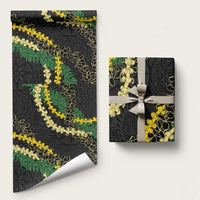 Hawaii Puakenikeni - Maile Lei Wrapping Paper Obsidian Black