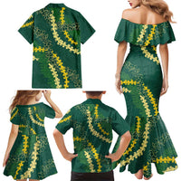 Hawaii Puakenikeni - Maile Lei Family Matching Mermaid Dress and Hawaiian Shirt Sage Green LT7 - Polynesian Pride